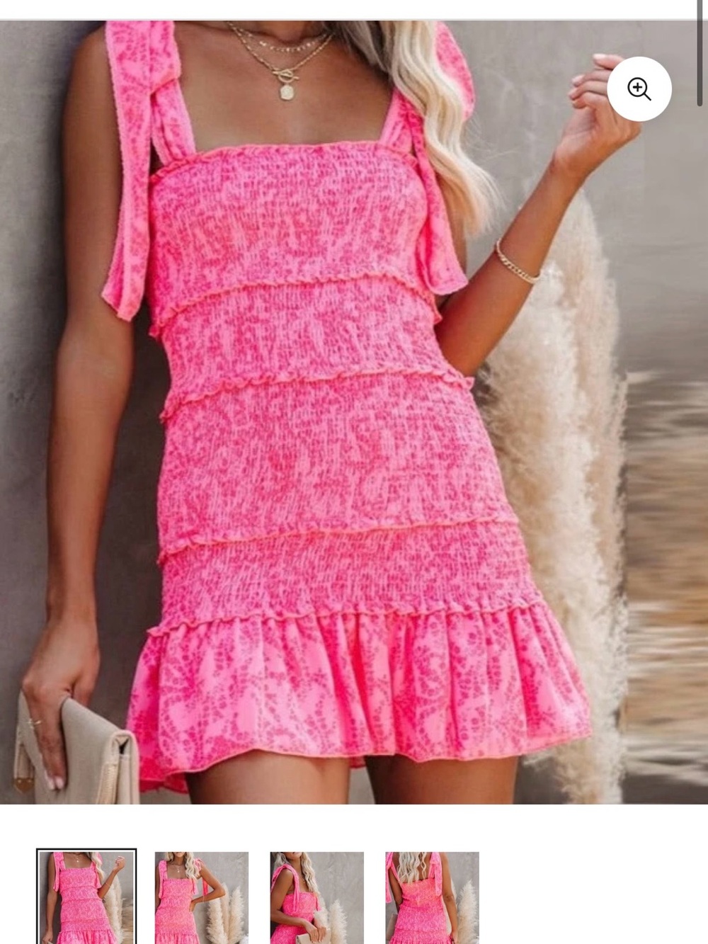 Pink Ruffle Tiered Mini Dress